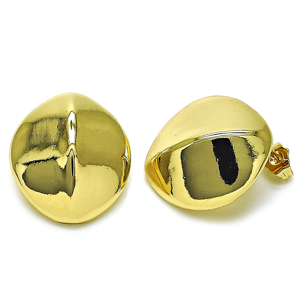 Oro Laminado Stud Earring, Gold Filled Style Polished, Golden Finish