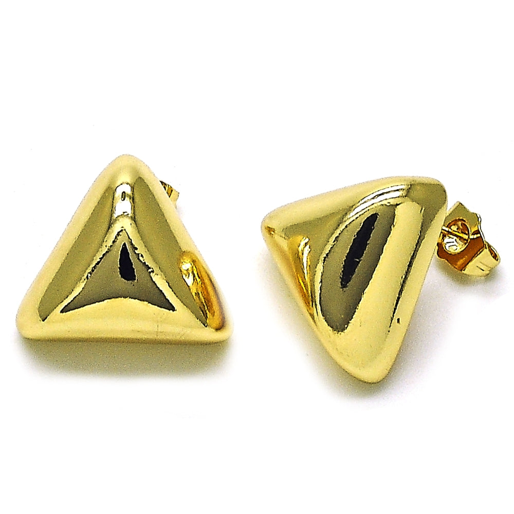 Oro Laminado Stud Earring, Gold Filled Style Polished, Golden Finish