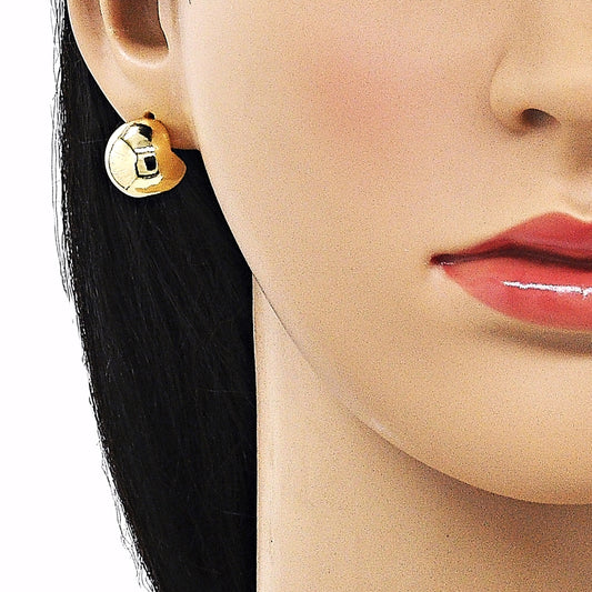 Oro Laminado Stud Earring, Gold Filled Style Ball Design, Polished, Golden Finish