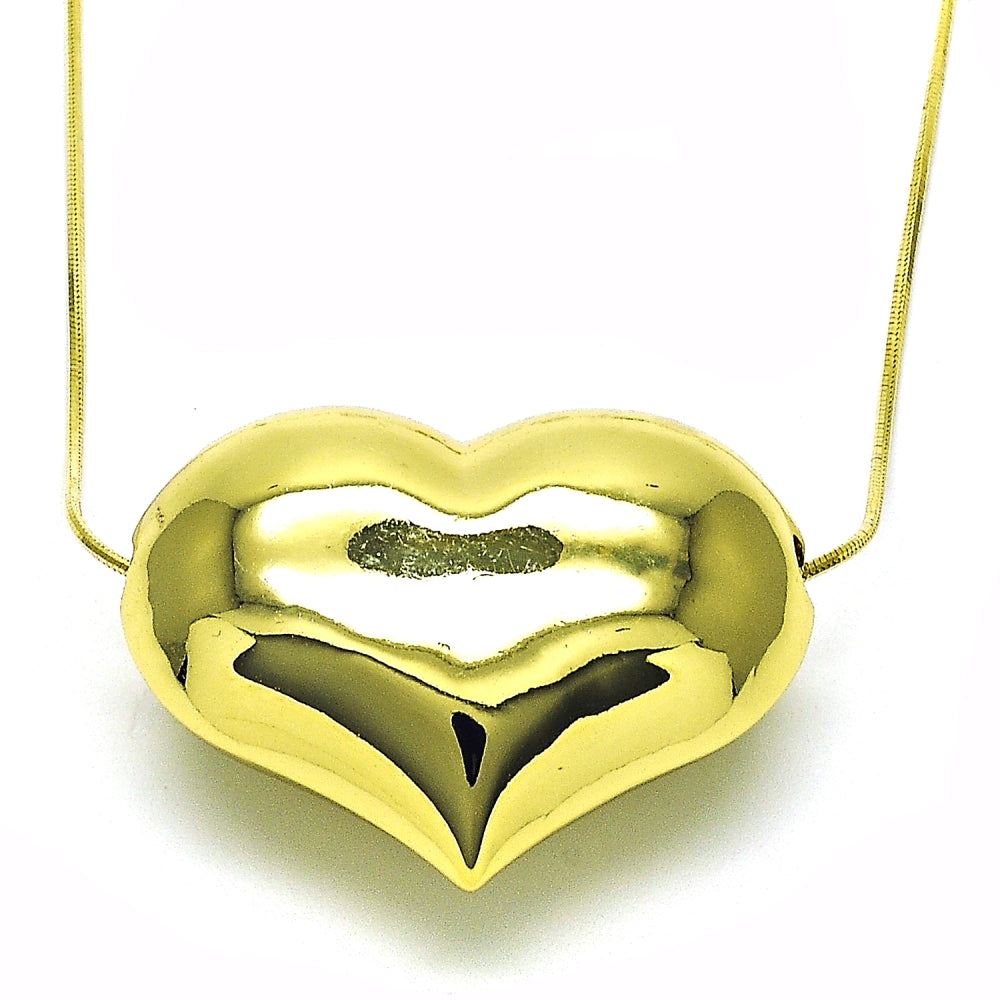 Oro Laminado Pendant Necklace, Gold Filled Style Heart and Hollow Design, Polished, Golden Finish