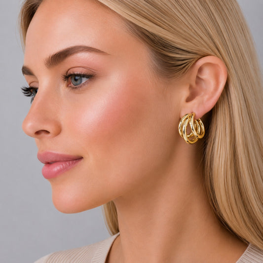 Oro Laminado Small Hoop, Gold Filled Style Hollow Design, Polished, Golden Finish