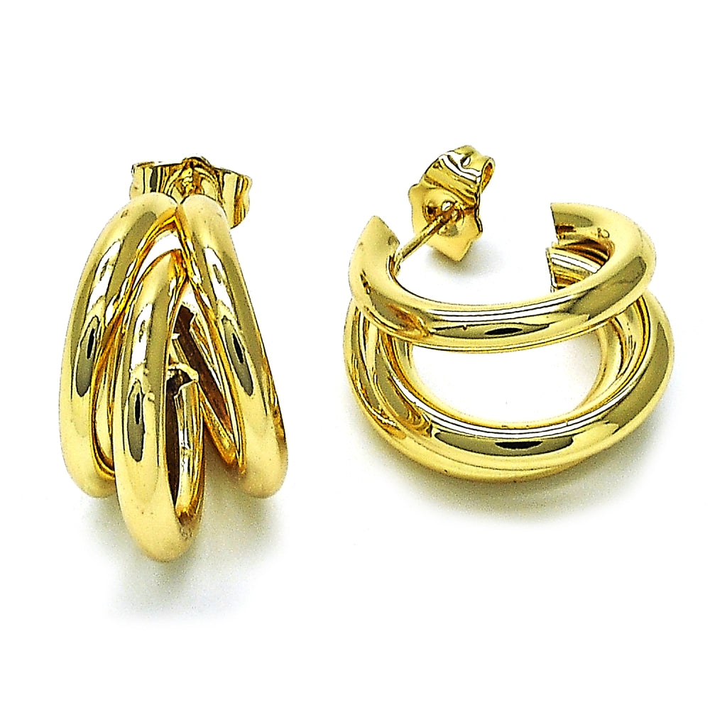 Oro Laminado Small Hoop, Gold Filled Style Hollow Design, Polished, Golden Finish