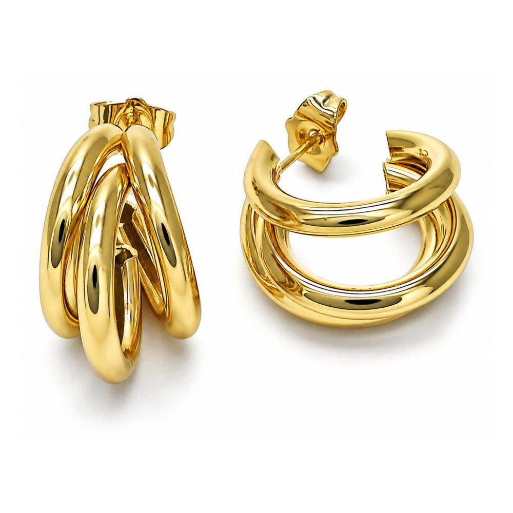 Oro Laminado Small Hoop, Gold Filled Style Hollow Design, Polished, Golden Finish