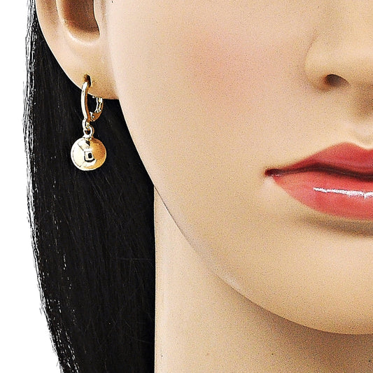 Oro Laminado Dangle Earring, Gold Filled Style Ball Design, Polished, Golden Finish