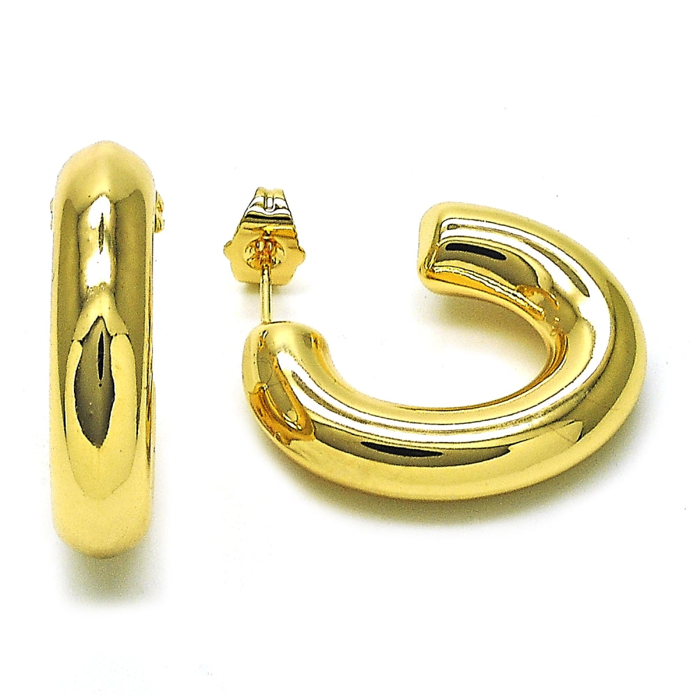 Oro Laminado Small Hoop, Gold Filled Style Hollow Design, Polished, Golden Finish