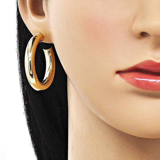 Oro Laminado Medium Hoop, Gold Filled Style Polished, Golden Finish