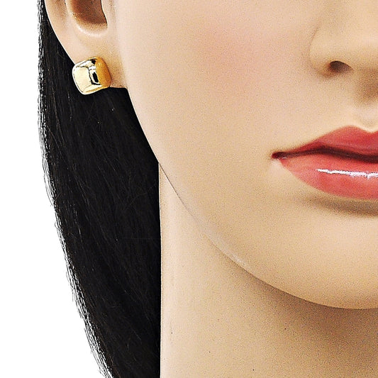 Oro Laminado Stud Earring, Gold Filled Style Polished, Golden Finish
