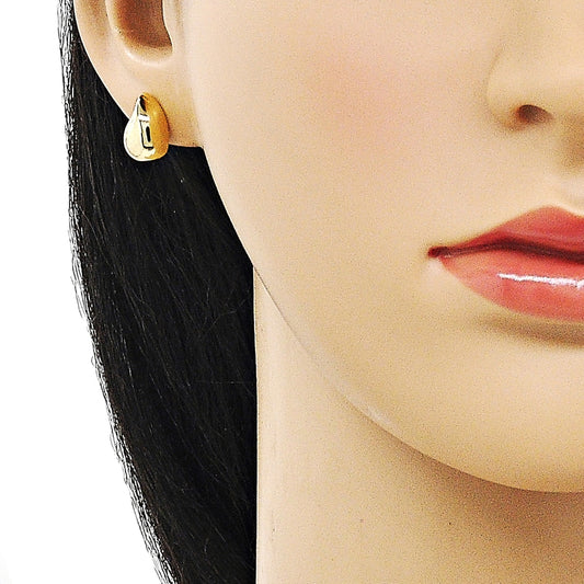Oro Laminado Stud Earring, Gold Filled Style Teardrop Design, Polished, Golden Finish