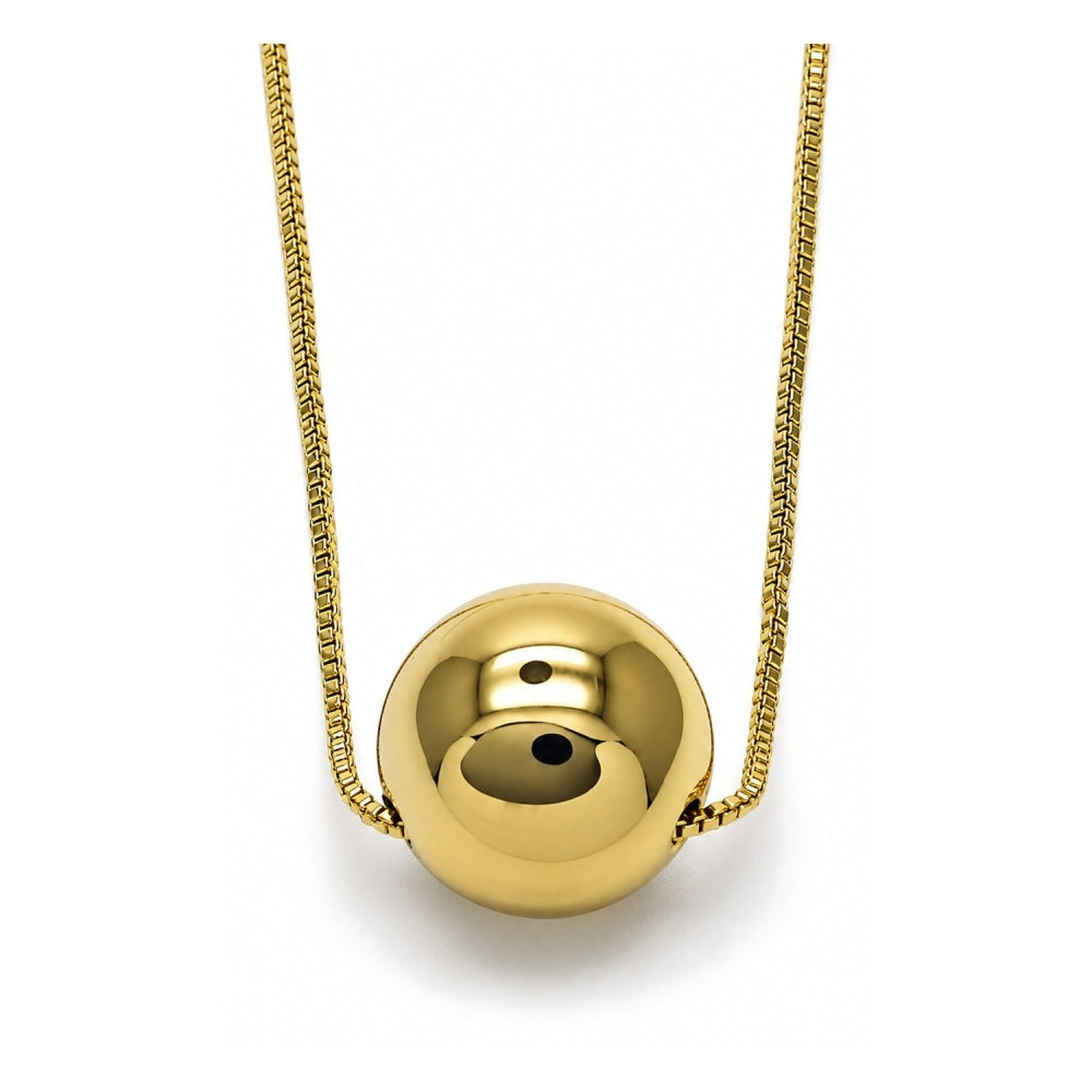 Oro Laminado Pendant Necklace, Gold Filled Style Ball and Box Design, Polished, Golden Finish