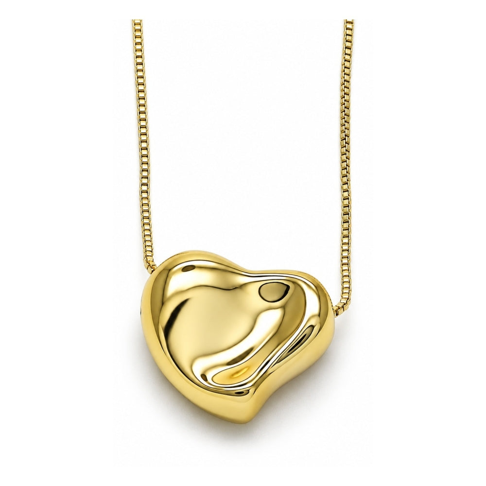 Oro Laminado Pendant Necklace, Gold Filled Style Heart and Hollow Design, Polished, Golden Finish