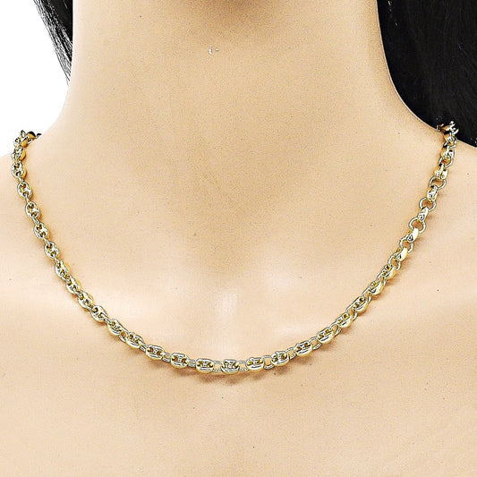 Oro Laminado Fancy Necklace, Gold Filled Style Puff Mariner Design, Polished, Golden Finish