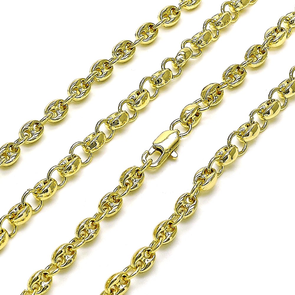 Oro Laminado Fancy Necklace, Gold Filled Style Puff Mariner Design, Polished, Golden Finish