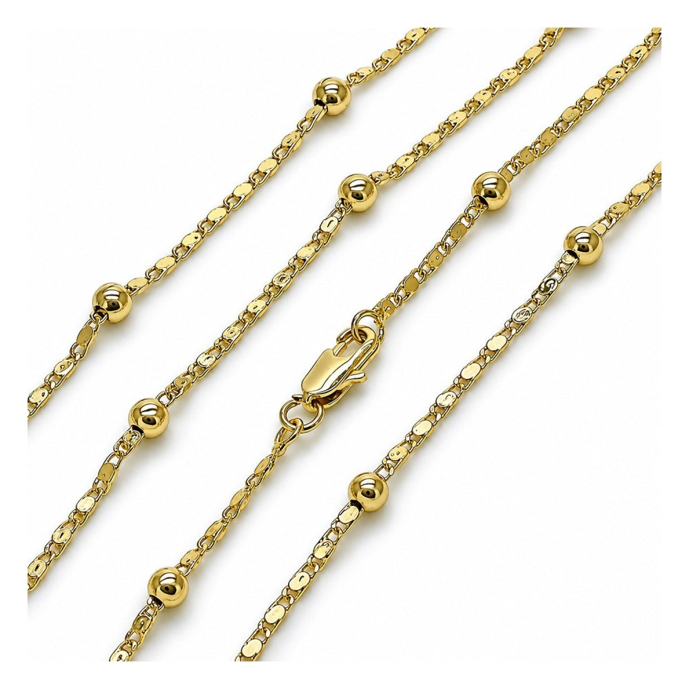 Oro Laminado Basic Necklace, Gold Filled Style Ball Design, Polished, Golden Finish