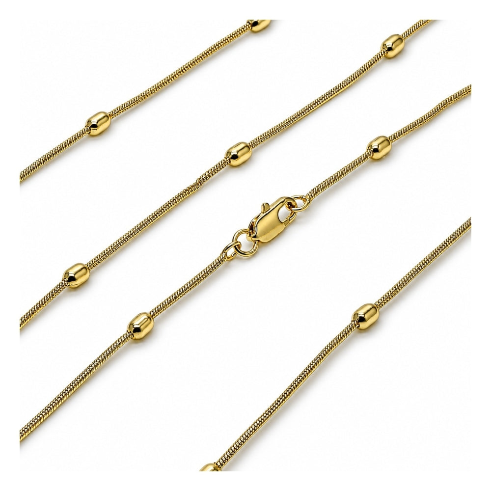 Oro Laminado Basic Necklace, Gold Filled Style Rat Tail and Ball Design, Polished, Golden Finish