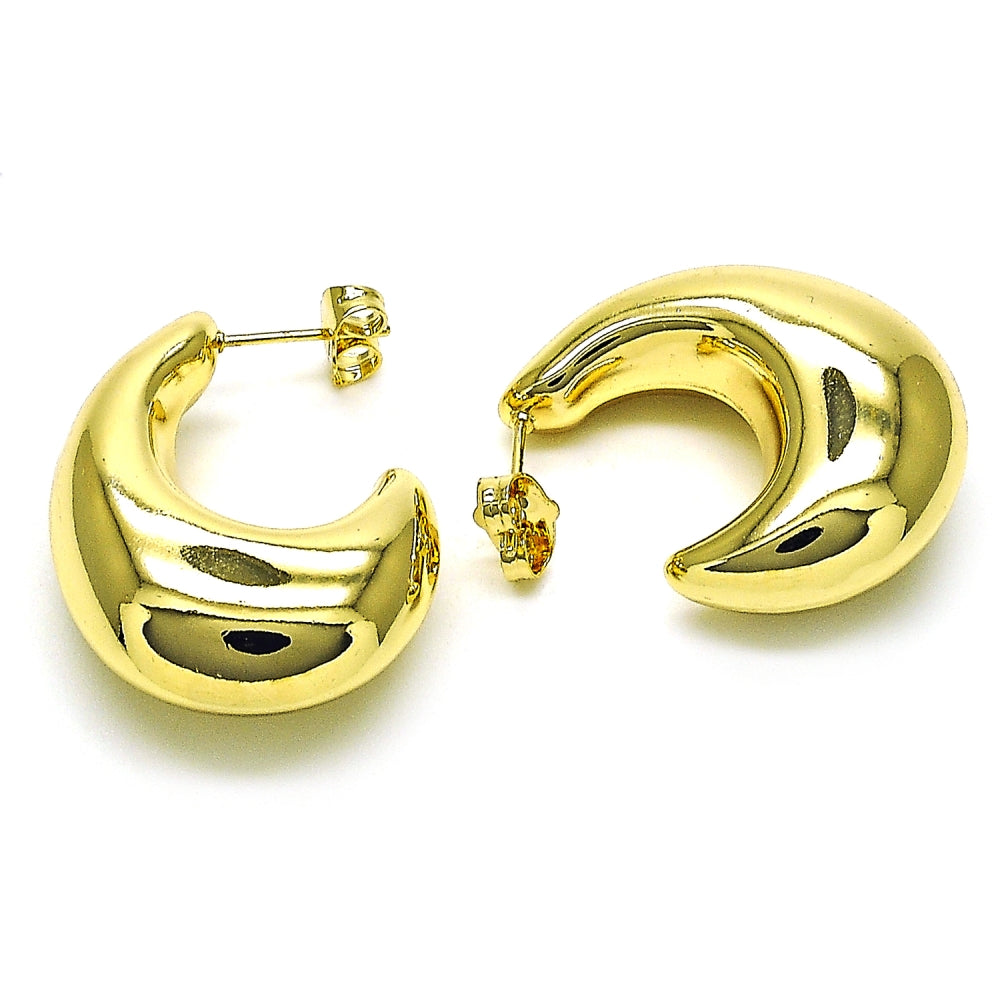 Oro Laminado Stud Earring, Gold Filled Style Hollow Design, Polished, Golden Finish