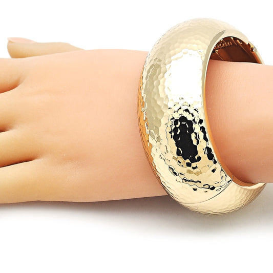 Oro Laminado Individual Bangle, Gold Filled Style Disco Design, Polished, Golden Finish
