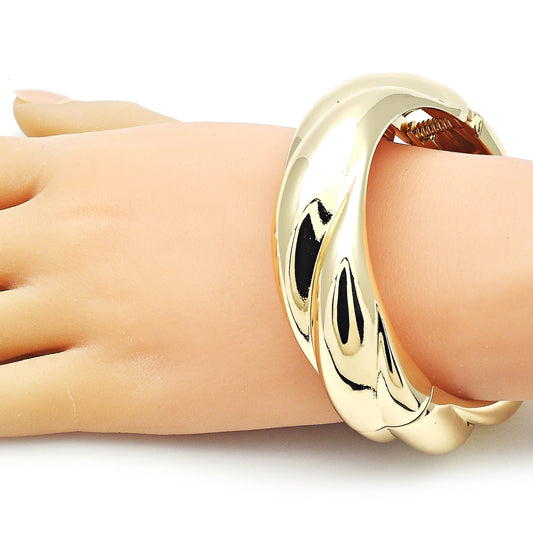 Oro Laminado Individual Bangle, Gold Filled Style Twist Design, Polished, Golden Finish
