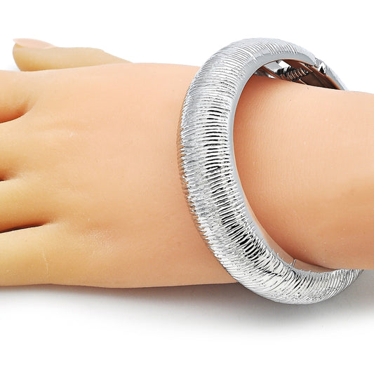 White Gold Filled Individual Bangle, Brushed Finish, Rhodium Finish