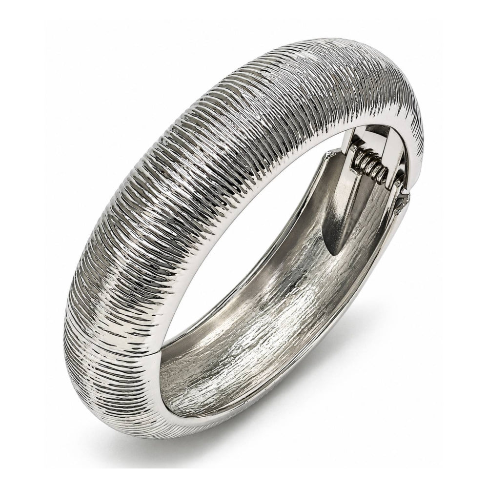 White Gold Filled Individual Bangle, Brushed Finish, Rhodium Finish