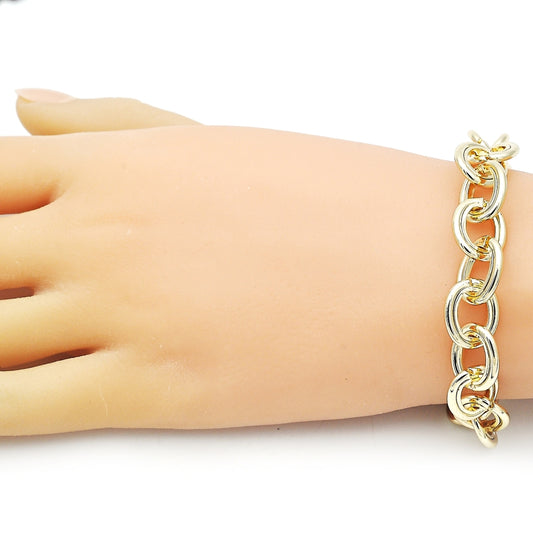 Oro Laminado Fancy Bracelet, Gold Filled Style Rolo Design, Polished, Golden Finish