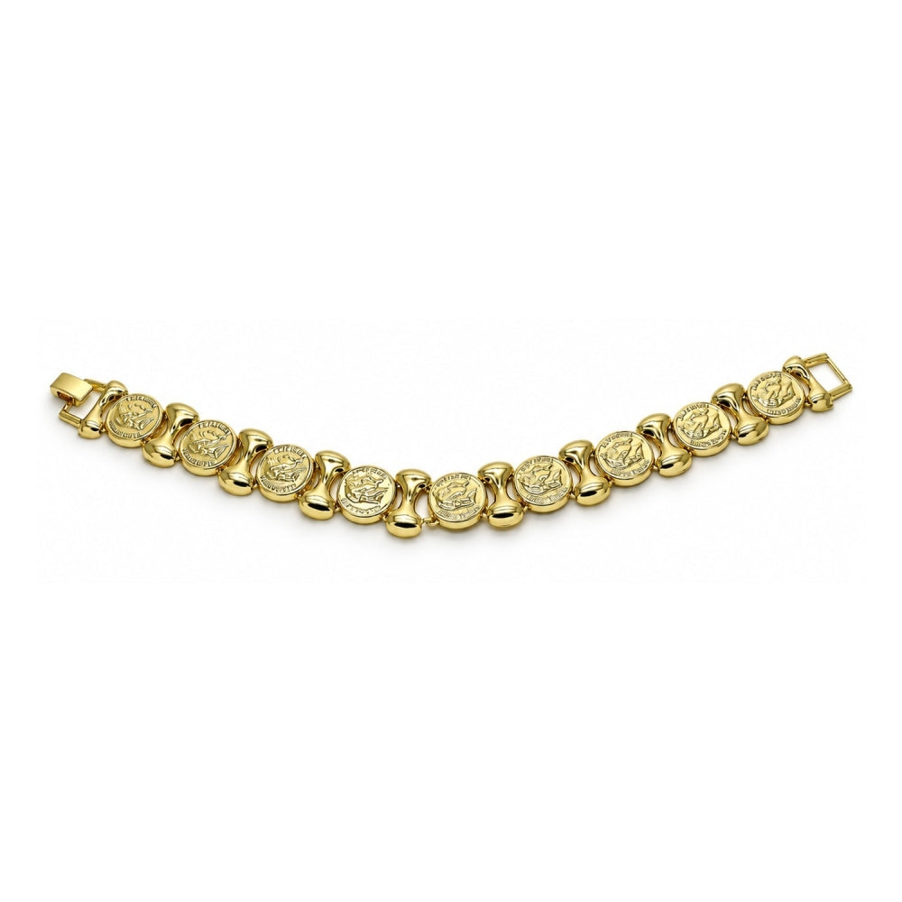 Oro Laminado Fancy Bracelet, Gold Filled Style Hugs and Kisses Design, Polished, Golden Finish