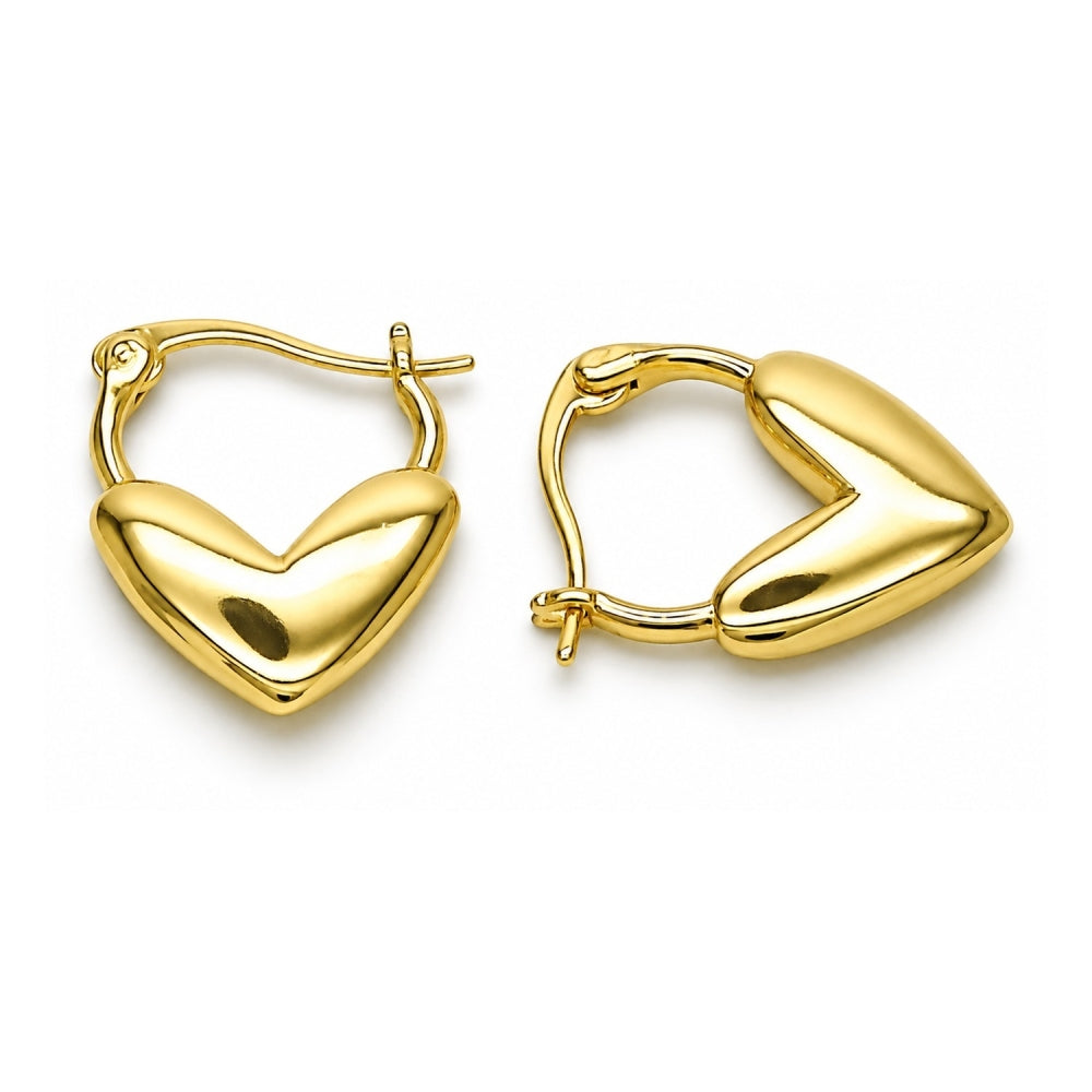Oro Laminado Medium Hoop, Gold Filled Style Heart Design, Polished, Golden Finish