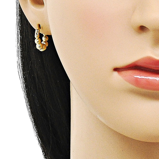 Oro Laminado Small Hoop, Gold Filled Style Ball Design, Polished, Golden Finish