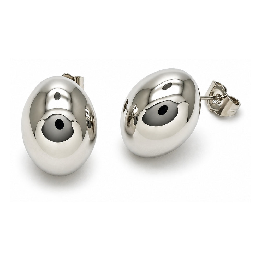 White Gold Filled Stud Earring, Ball and Hollow Design, Polished, Rhodium Finish