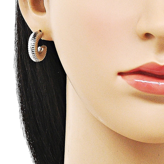 Rhodium Gold Filled Small Hoop, Hollow Design, Diamond Cutting Finish, Rhodium Finish