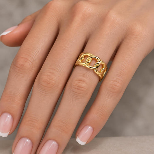 Oro Laminado Elegant Ring, Gold Filled Style Rolo Design, Polished, Golden Finish