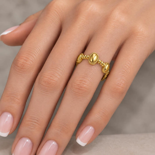 Oro Laminado Elegant Ring, Gold Filled Style Diamond Cutting Finish, Golden Finish