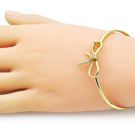 Oro Laminado Individual Bangle, Gold Filled Style Bow Design, Polished, Golden Finish