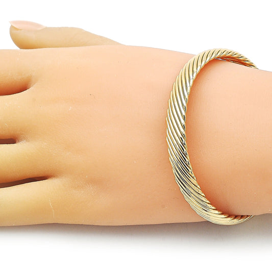 Oro Laminado Individual Bangle, Gold Filled Style Twist Design, Polished, Golden Finish