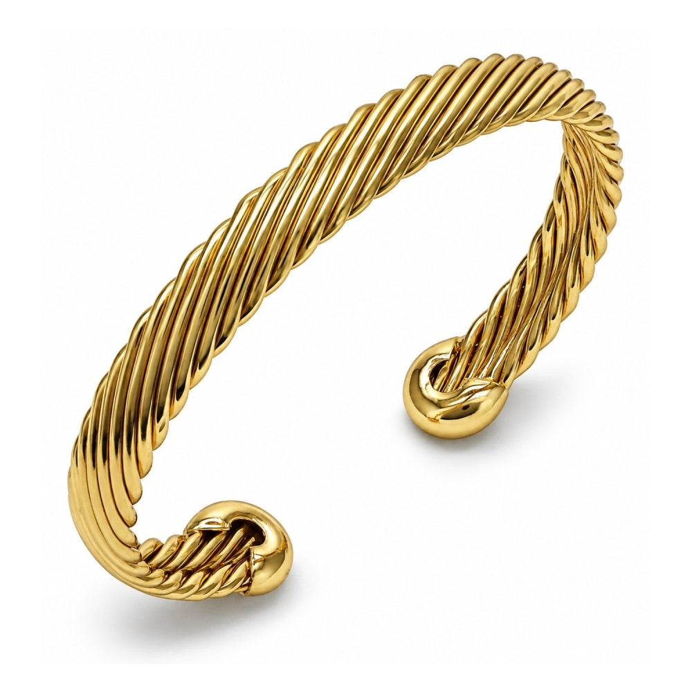 Oro Laminado Individual Bangle, Gold Filled Style Twist Design, Polished, Golden Finish