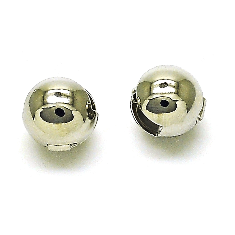 Rhodium Gold Filled Huggie Hoop, Ball and Hollow Design, Polished, Rhodium Finish