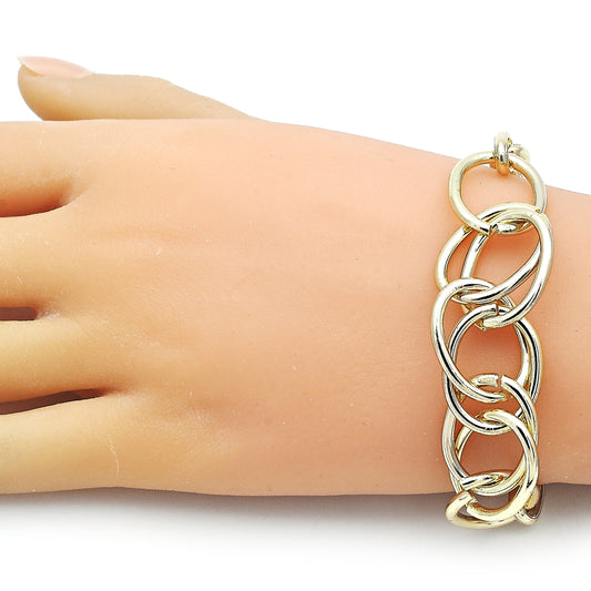 Oro Laminado Fancy Bracelet, Gold Filled Style Rolo Design, Polished, Golden Finish