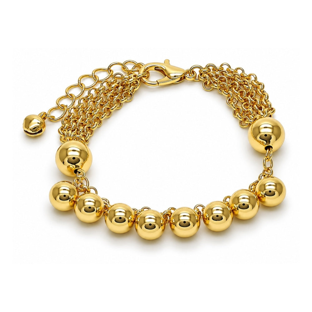 Oro Laminado Fancy Bracelet, Gold Filled Style Ball and Rolo Design, Polished, Golden Finish