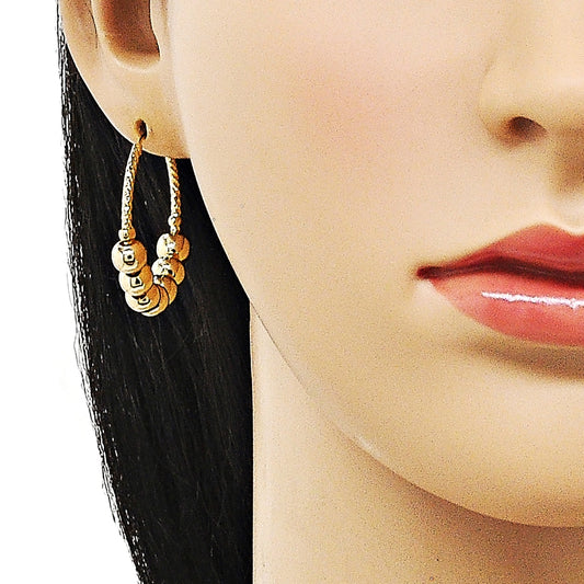 Oro Laminado Medium Hoop, Gold Filled Style Ball and Hollow Design, Polished, Golden Finish