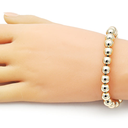 Oro Laminado Fancy Bracelet, Gold Filled Style Ball and Hollow Design, Polished, Golden Finish