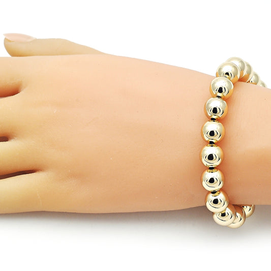 Oro Laminado Fancy Bracelet, Gold Filled Style Ball and Hollow Design, Polished, Golden Finish