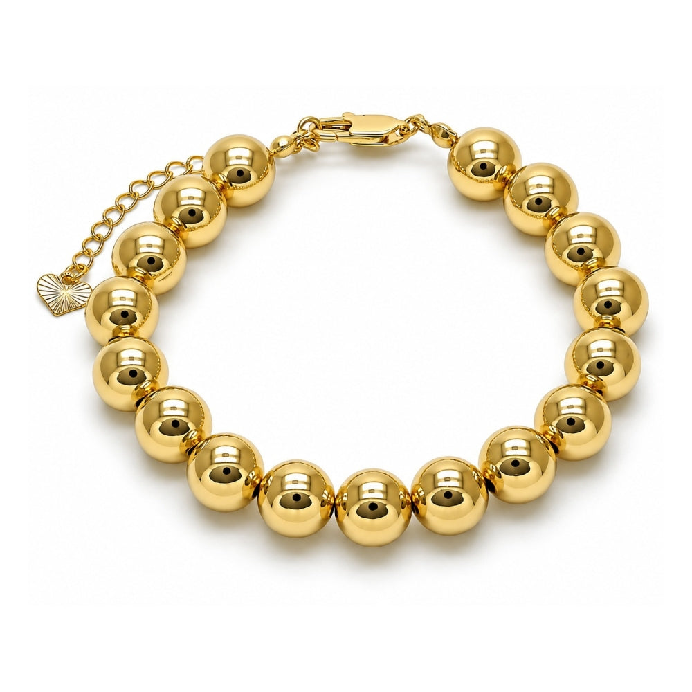 Oro Laminado Fancy Bracelet, Gold Filled Style Ball and Hollow Design, Polished, Golden Finish
