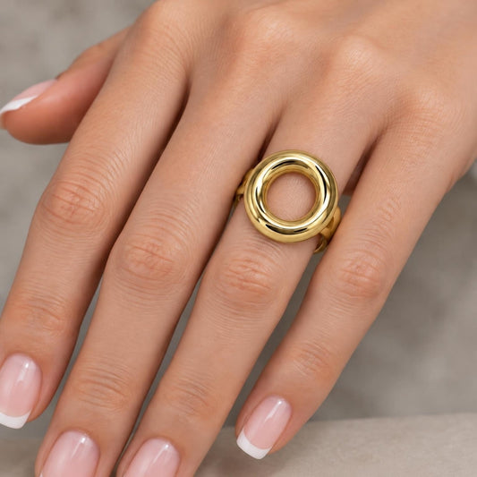 Oro Laminado Elegant Ring, Gold Filled Style Polished, Golden Finish