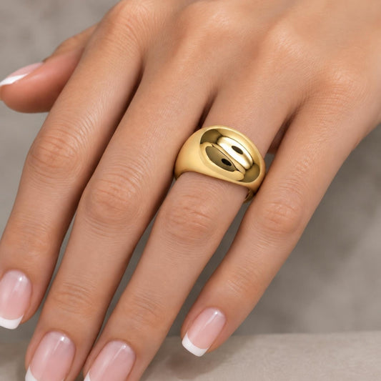 Oro Laminado Elegant Ring, Gold Filled Style Ball Design, Polished, Golden Finish