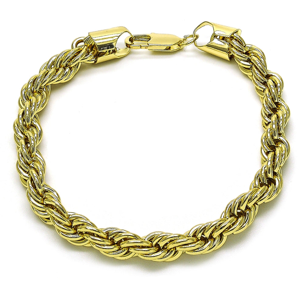 Oro Laminado Basic Bracelet, Gold Filled Style Rope Design, Polished, Golden Finish