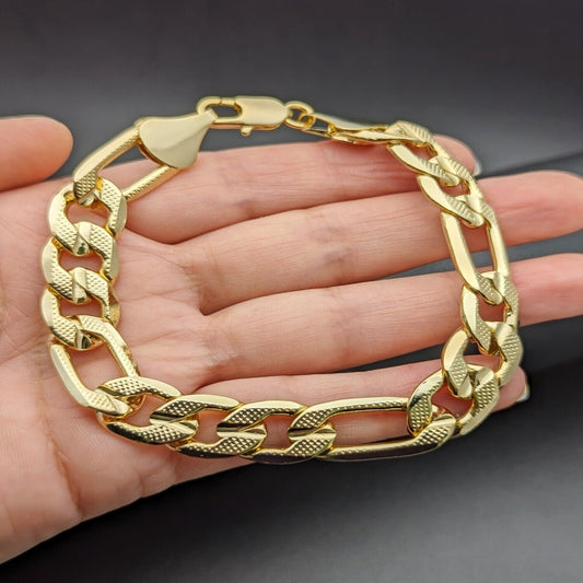 Oro Laminado Basic Bracelet, Gold Filled Style Diamond Cutting Finish, Golden Finish