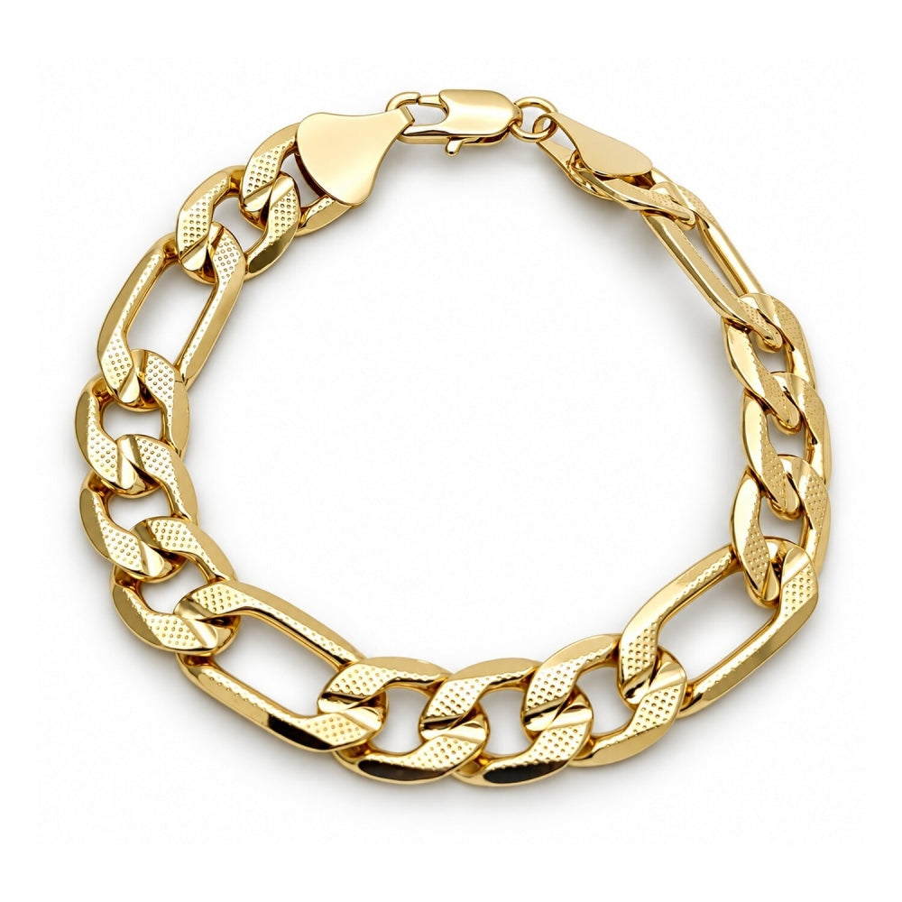Oro Laminado Basic Bracelet, Gold Filled Style Diamond Cutting Finish, Golden Finish