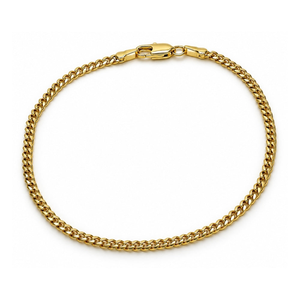 Oro Laminado Basic Bracelet, Gold Filled Style Miami Cuban Design, Polished, Golden Finish