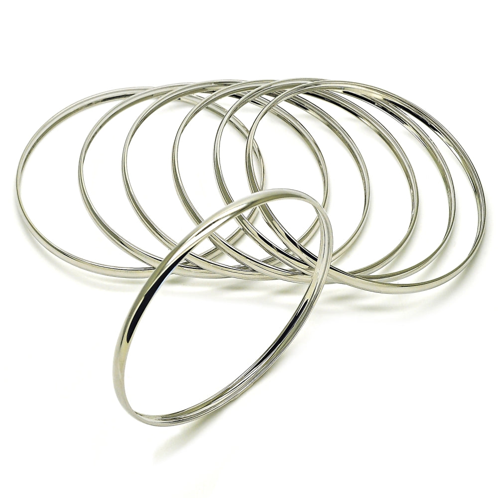 Rhodium Gold Filled Semanario Bangle, Polished, Rhodium Finish