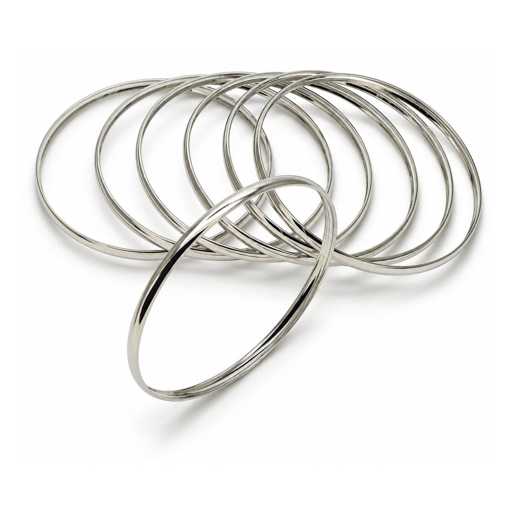 White Gold Filled Semanario Bangle, Polished, Rhodium Finish