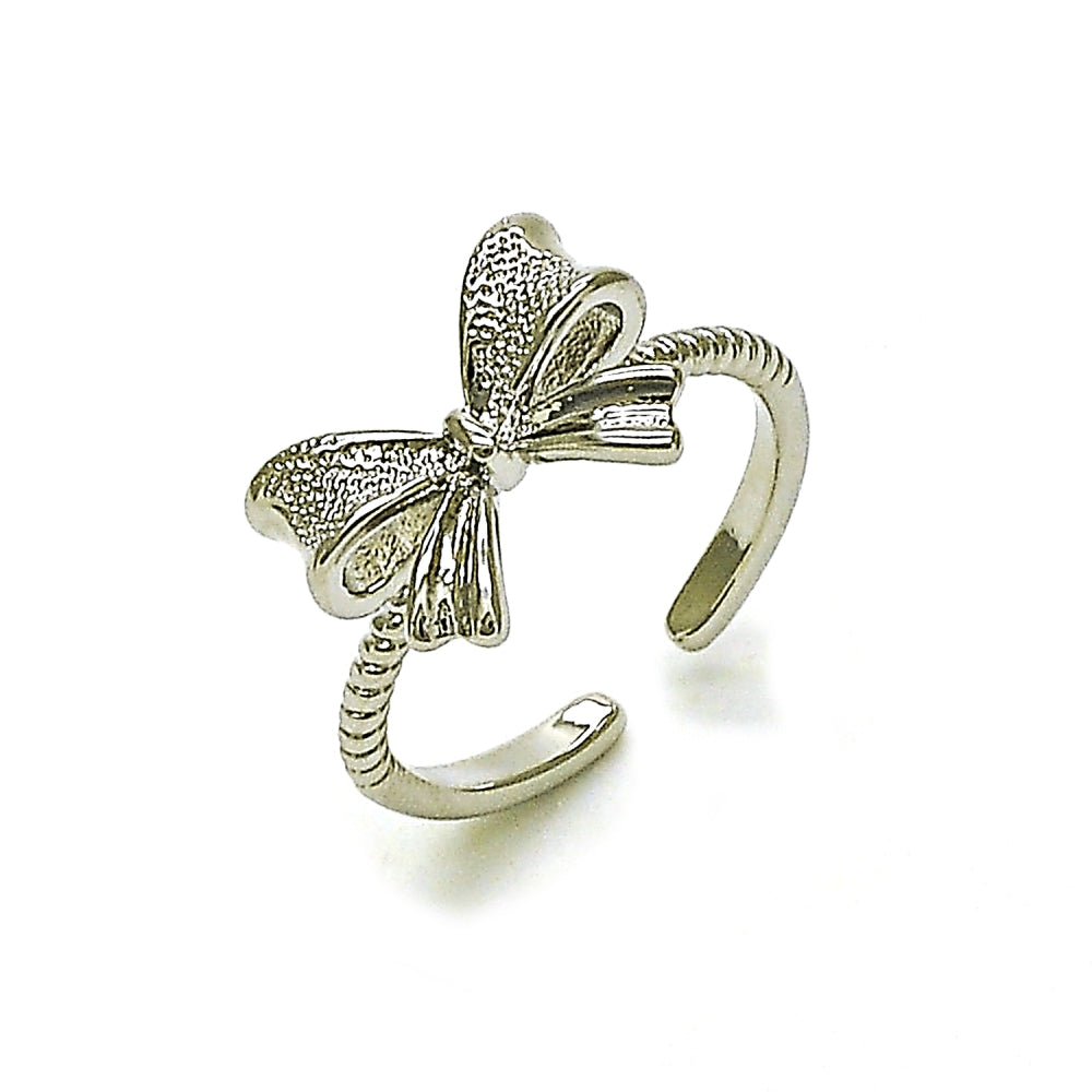 Rhodium Gold Filled Elegant Ring, Bow Design, Matte Finish, Rhodium Finish